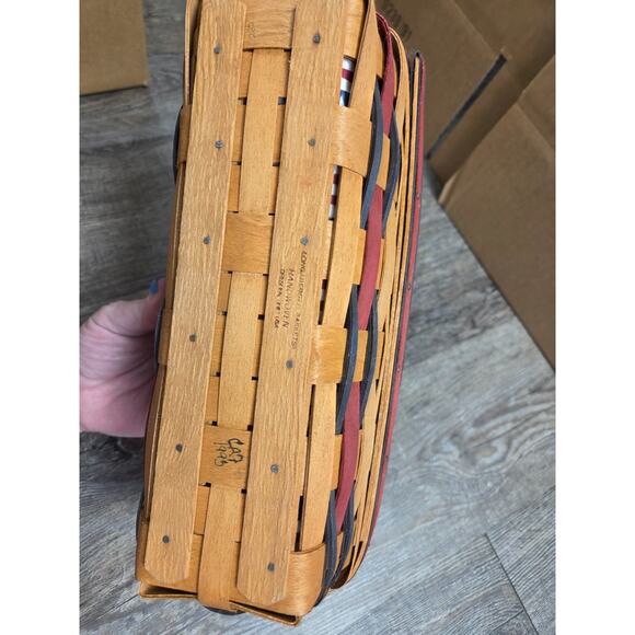 Longaberger 1994 American Blue Red Long Narrow Basket Liner Protector 12" - Picture 5 of 6